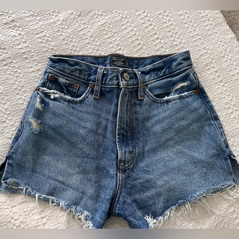 Abercrombie & Fitch Blue Jean Shorts Frayed Hem